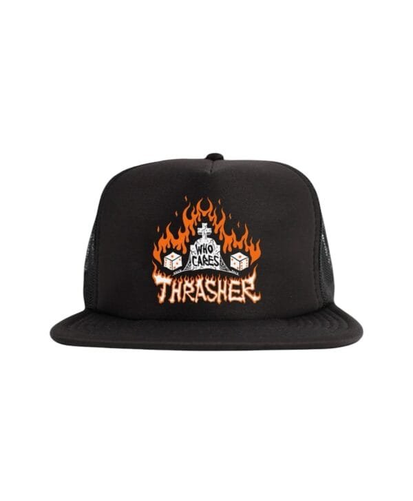 THRASHER WHO CARES TRUCKER HAT
